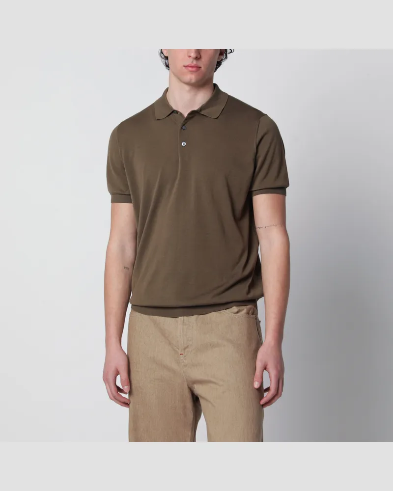 Drumohr  Militärgrünes Baumwollpolo Green