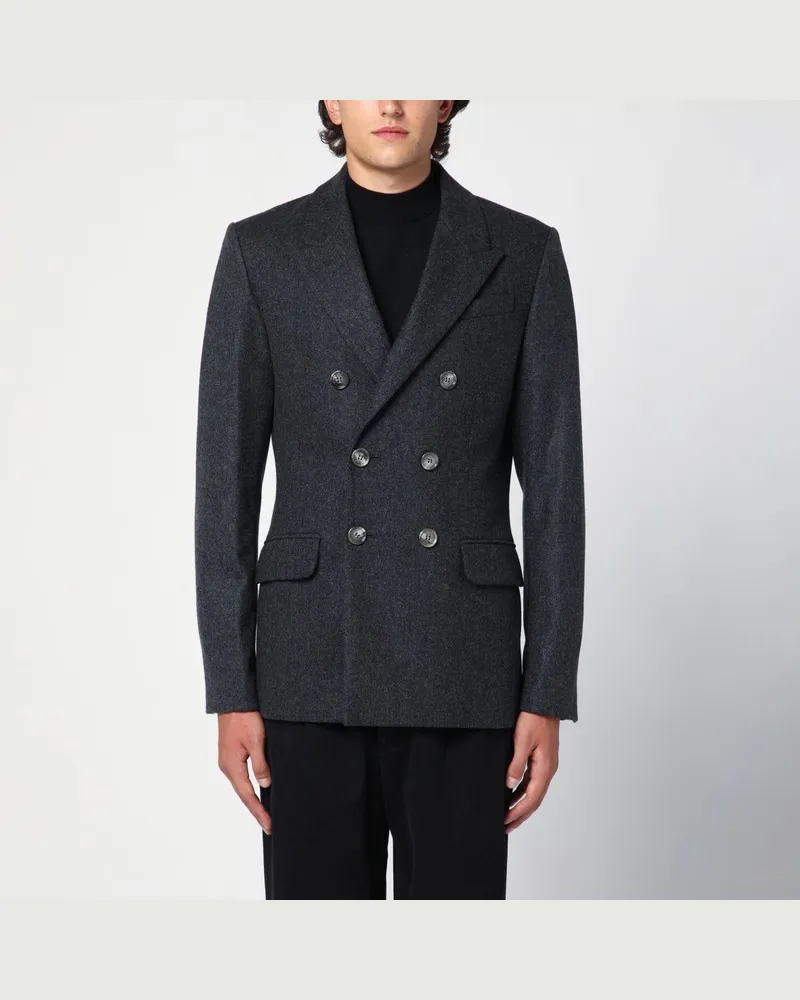 AMI Paris Graue zweireihige Jacke aus Wolle Grau