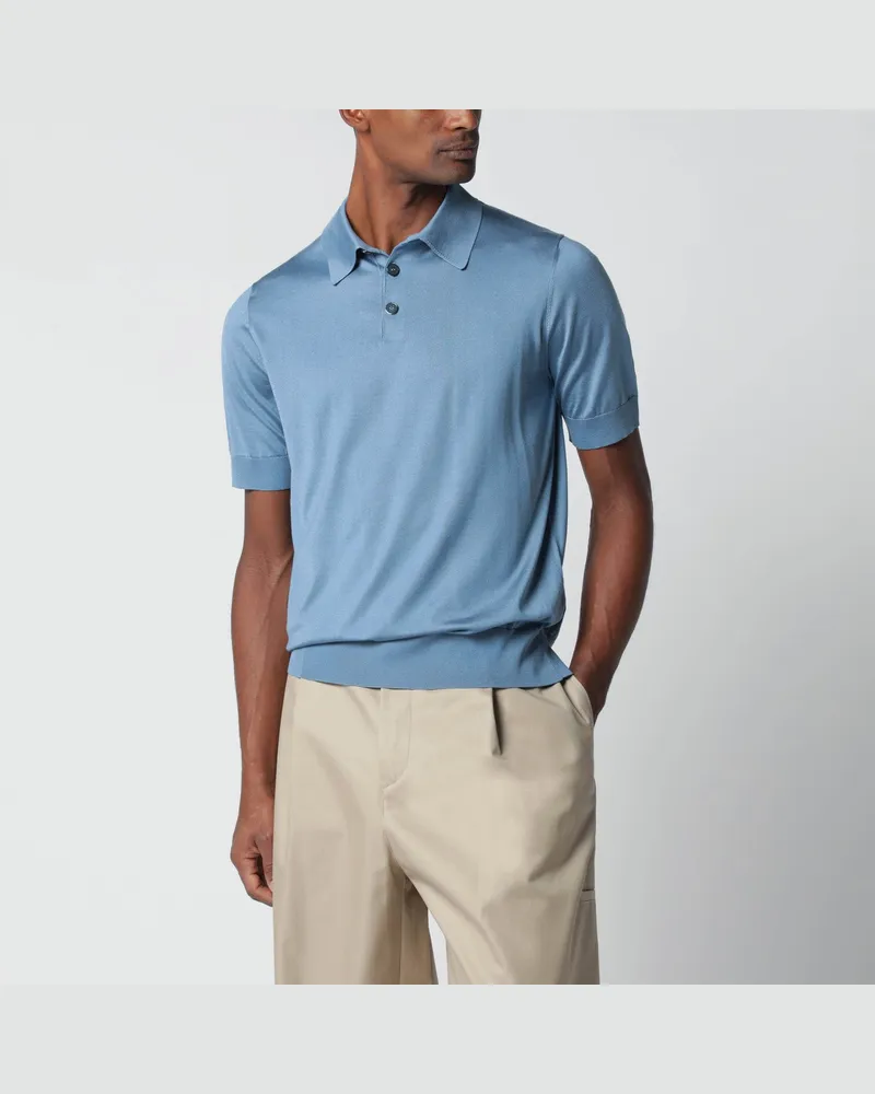 Dolce & Gabbana Hellblaues Seidenpolo 