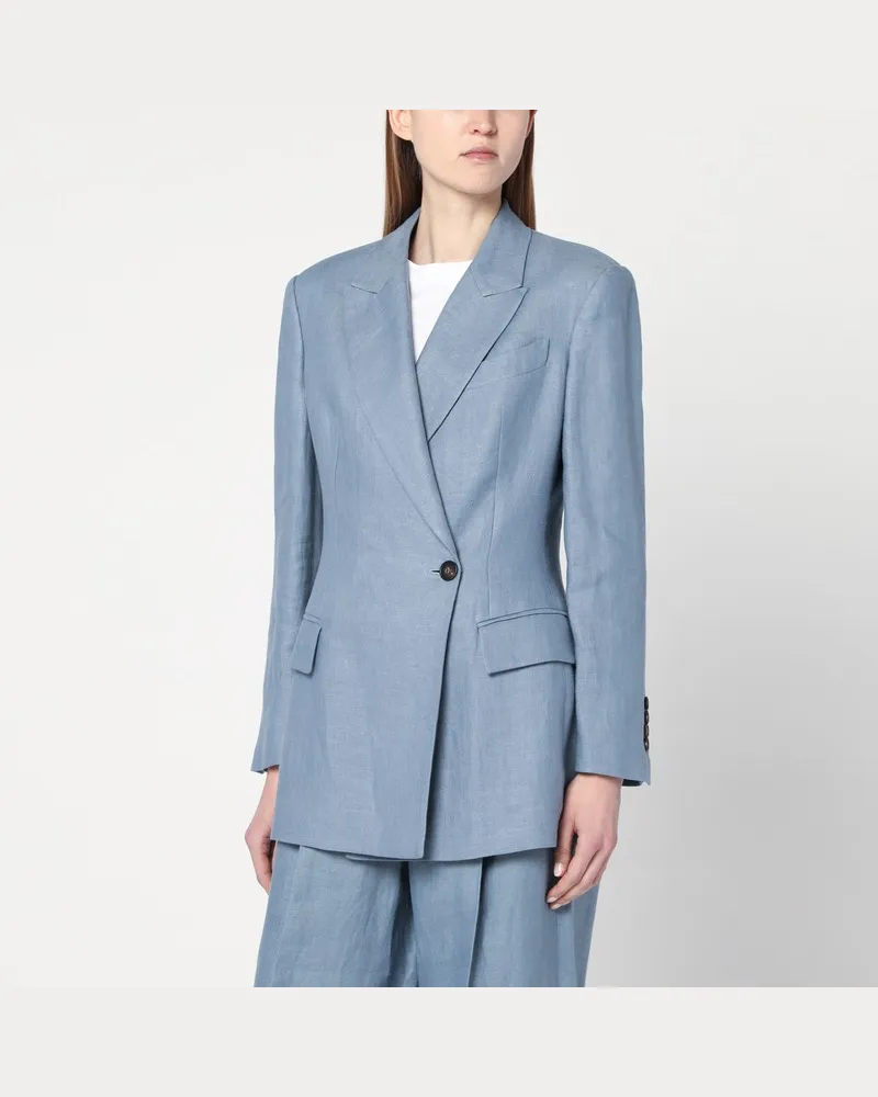 Brunello Cucinelli Jacke in Avio aus Leinenmischung Hellblau