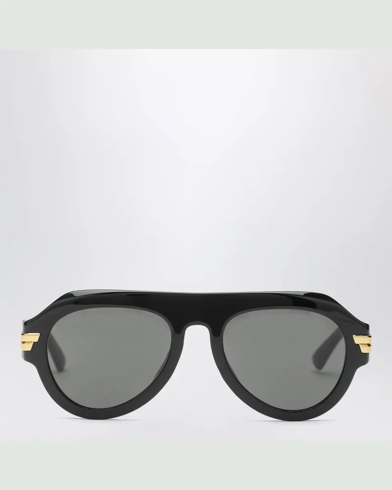 Bottega Veneta Schwarze Aviator-Sonnenbrille aus Acetat Grey