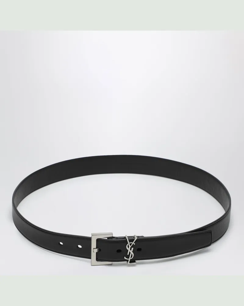 Saint Laurent Schwarzer Gürtel Cassandre aus Glattleder Black