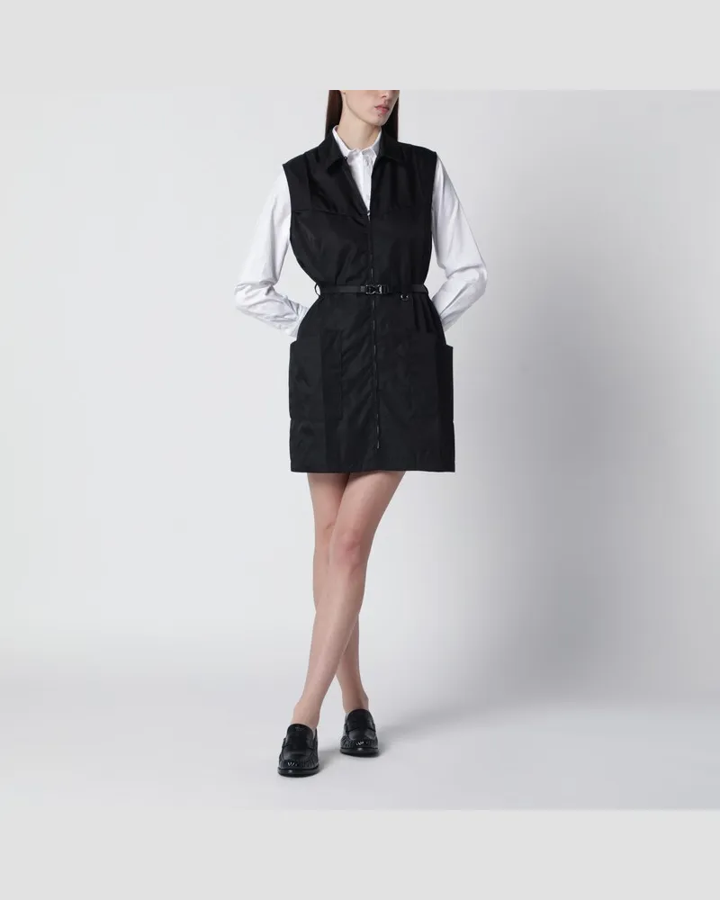 Prada Schwarzes kurzes Kleid aus Re-Nylon Schwarz