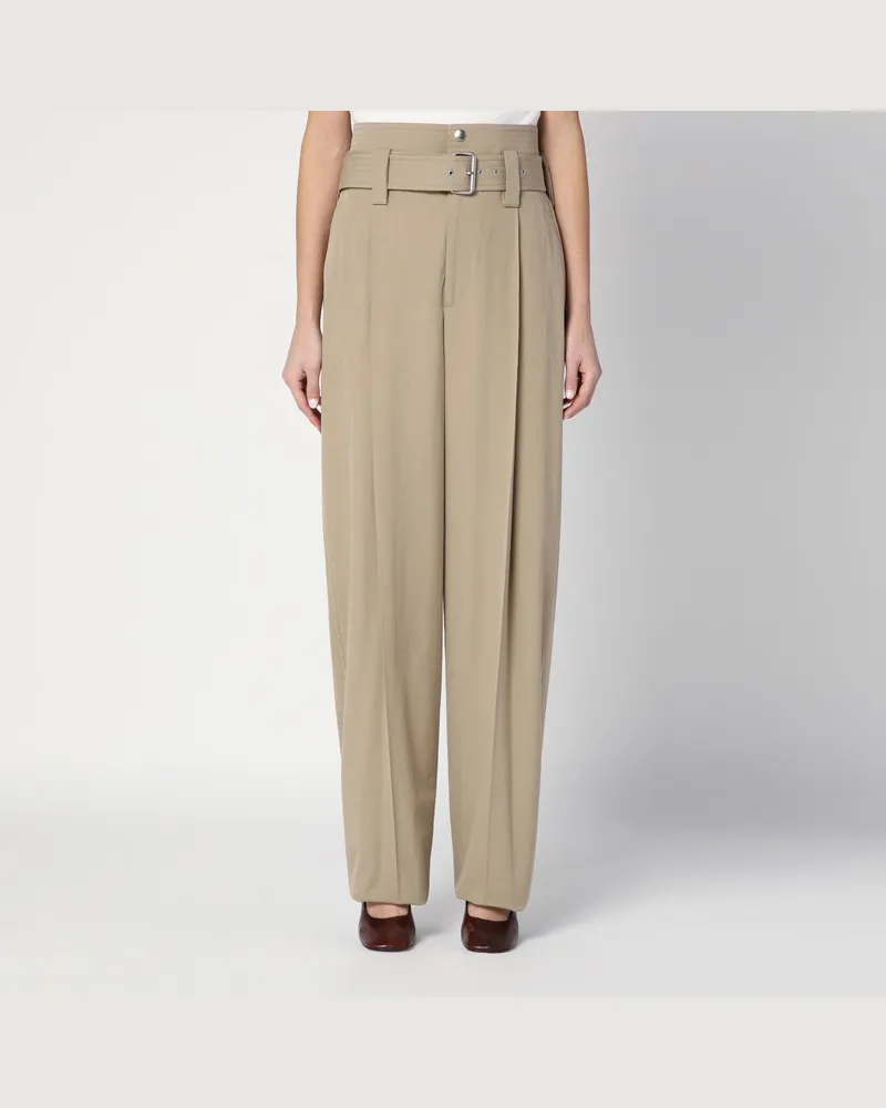 Bottega Veneta Sandfarbene Hose mit Gürtel Beige