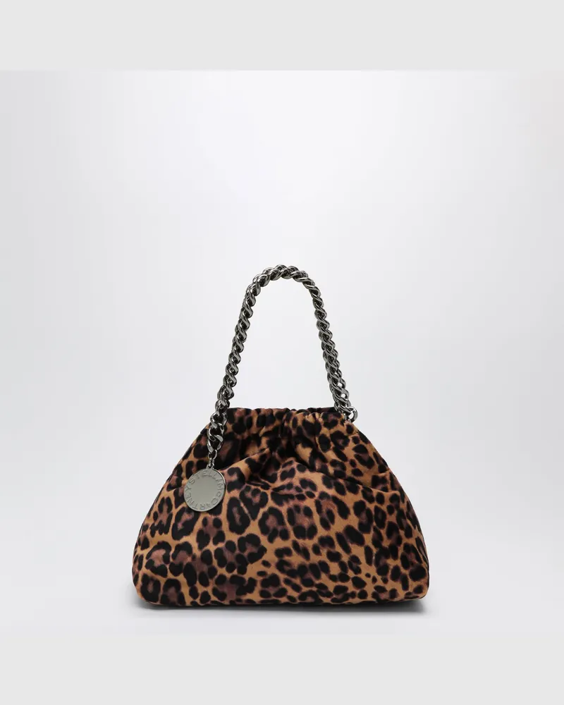 Stella McCartney Falabella Mini Beuteltasche aus Leoparden-Samt Brown