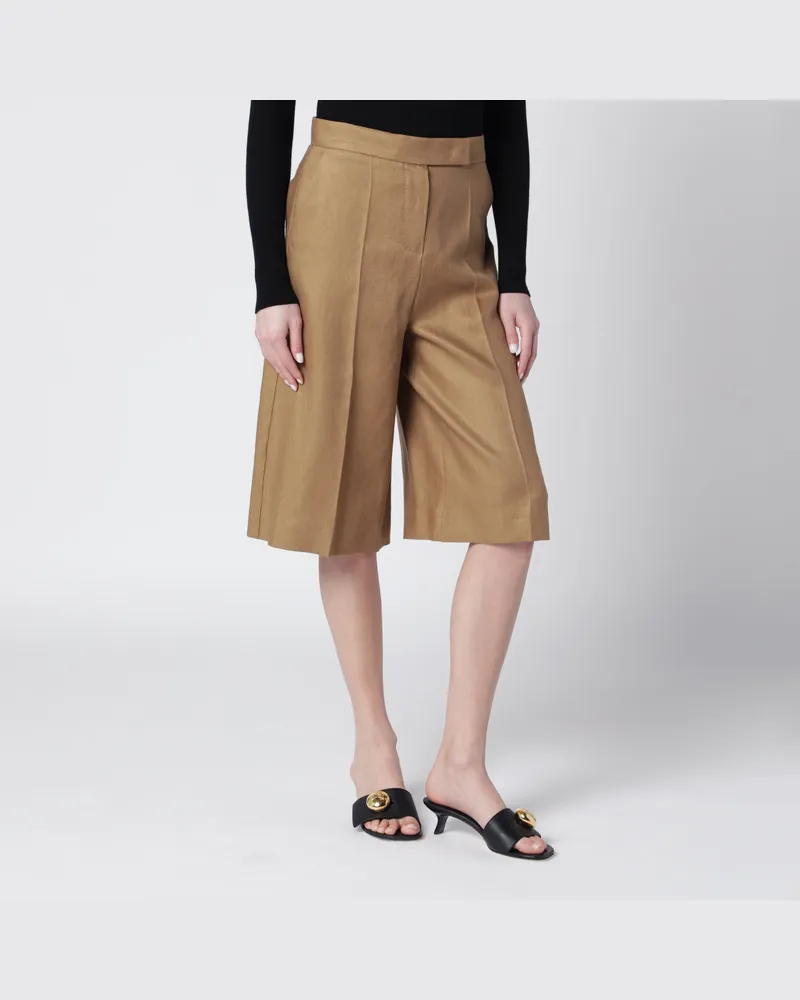 Max Mara Bermudashorts aus sandfarbenem Leinen Beige