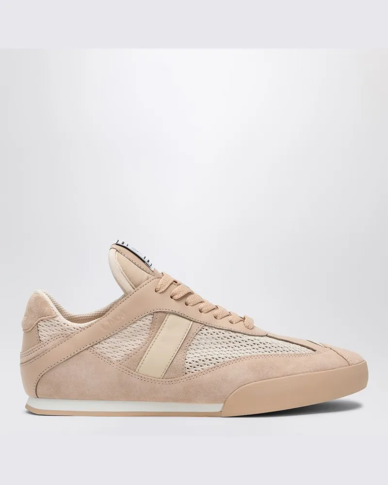 Chloé Kick pfirsichfarbener Turnschuh aus Mesh und Leder Rosa