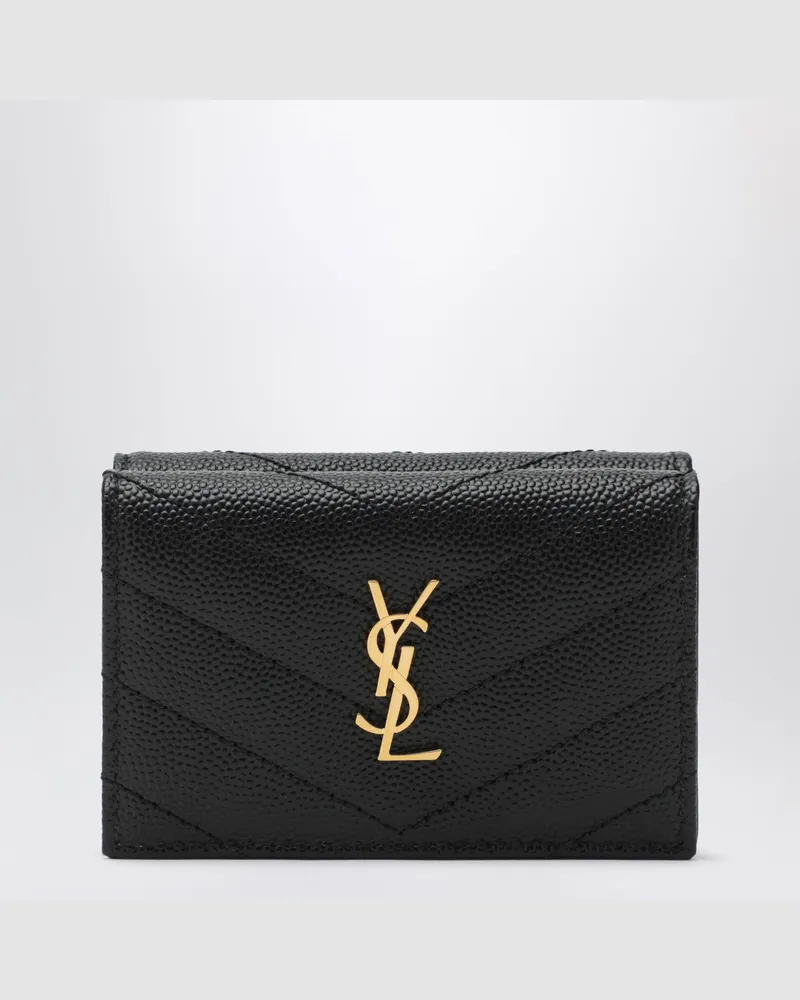 Saint Laurent Schwarzes kompaktes Cassandre Matelassé Portemonnaie Black