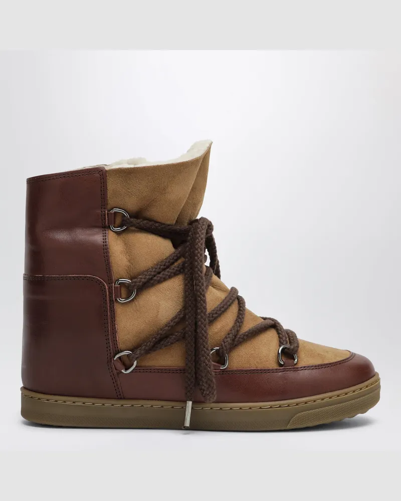 Isabel Marant Brown suede ankle boots with leather inserts Brown