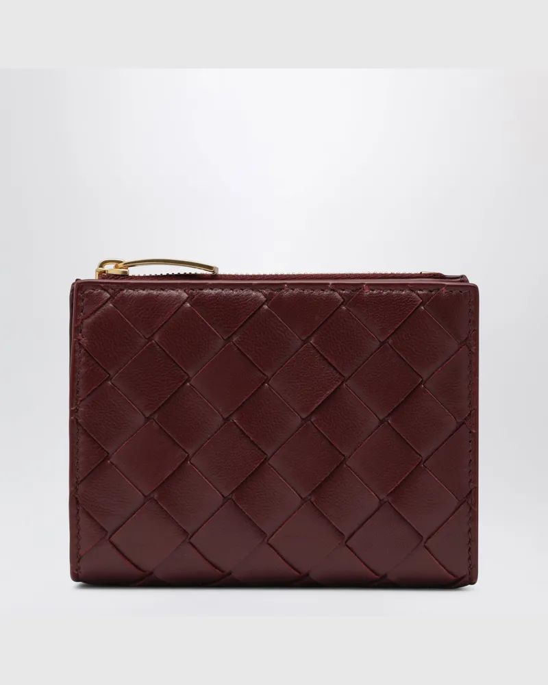Bottega Veneta Kleines Intrecciato Bi-Fold-Portemonnaie in Barolo Burgundy