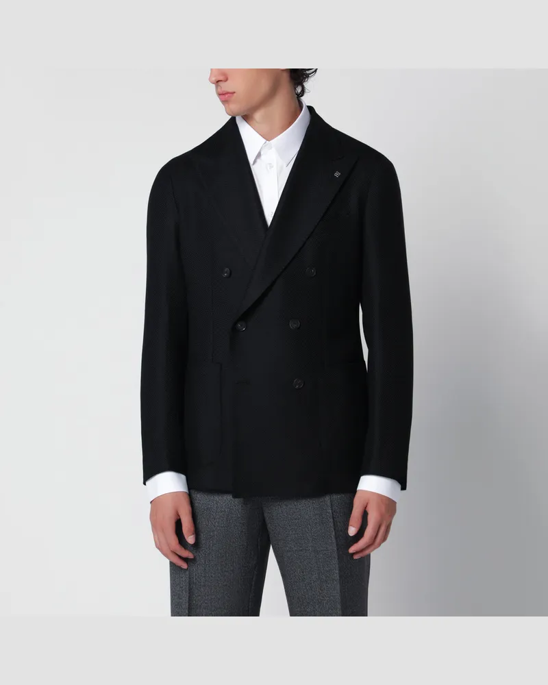 Tagliatore Schwarze doppelreihige Jacke aus Wolle Black