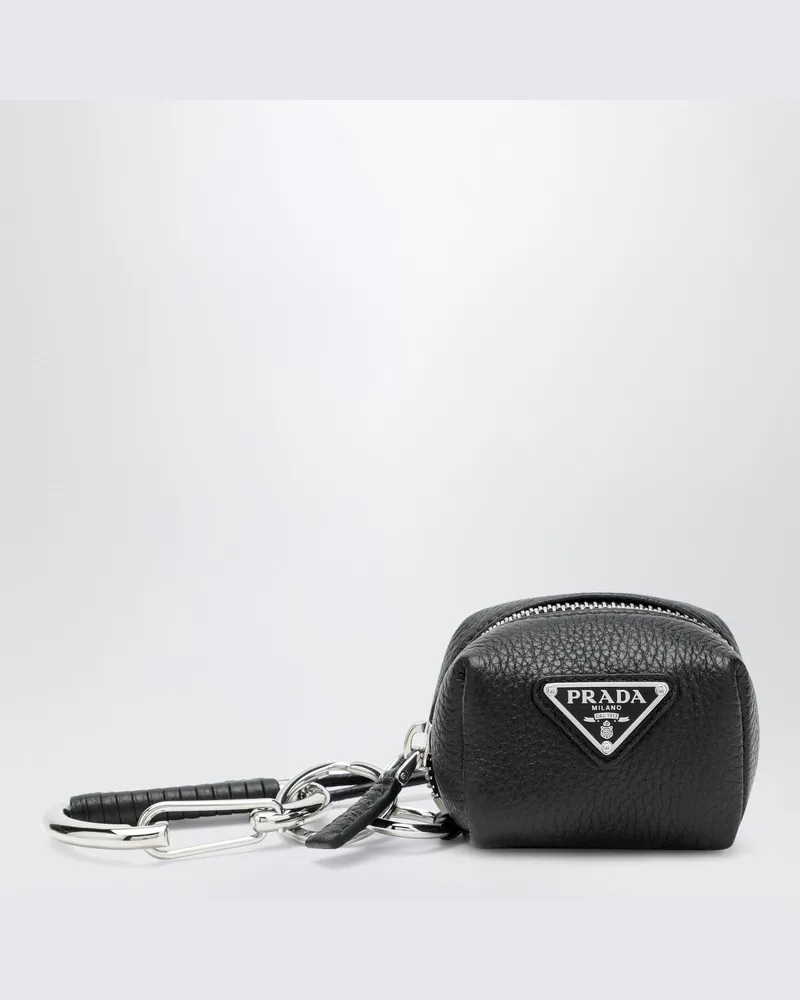 Prada Schwarzer Leder-Taschenanhänger Schwarz