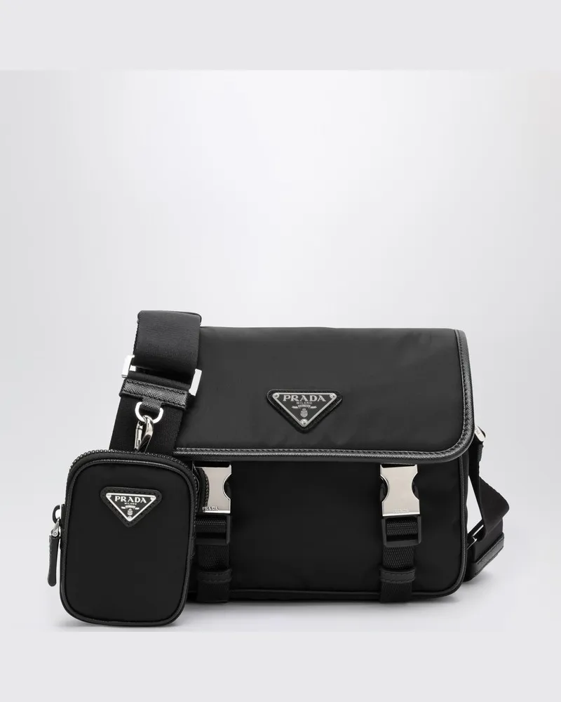 Prada Schwarze Umhängetasche aus Re-Nylon Schwarz