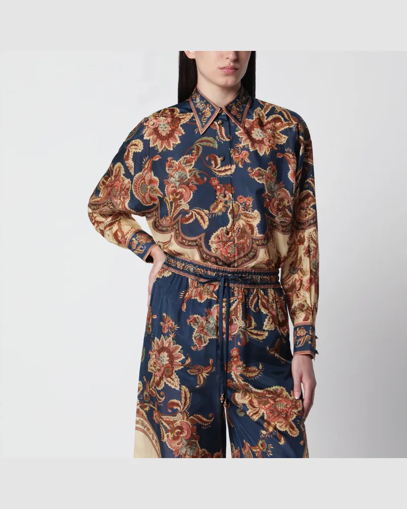 Zimmermann Aster Relaxed Hemd in Navy Jacobean Multicolor