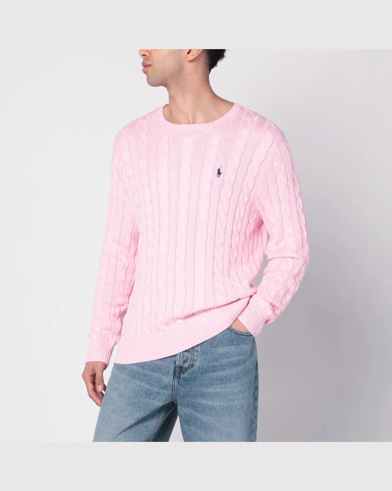 Ralph Lauren Rosa Zopfmuster-Pullover aus Baumwolle Rosa
