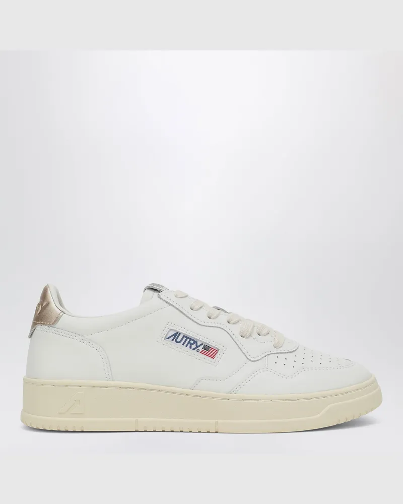 AUTRY Weiß/goldene Medalist Low Sneakers aus Leder White