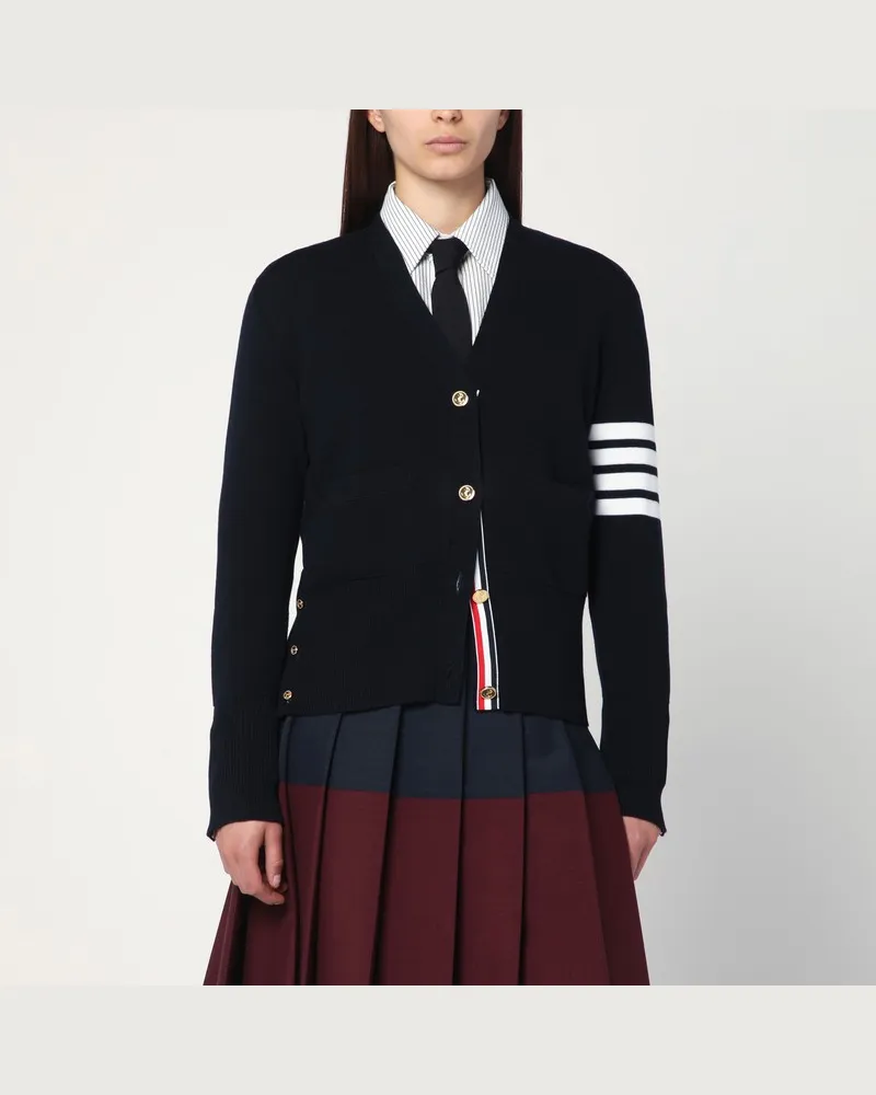 Thom Browne Marineblauer Cardigan aus Wolle Blau