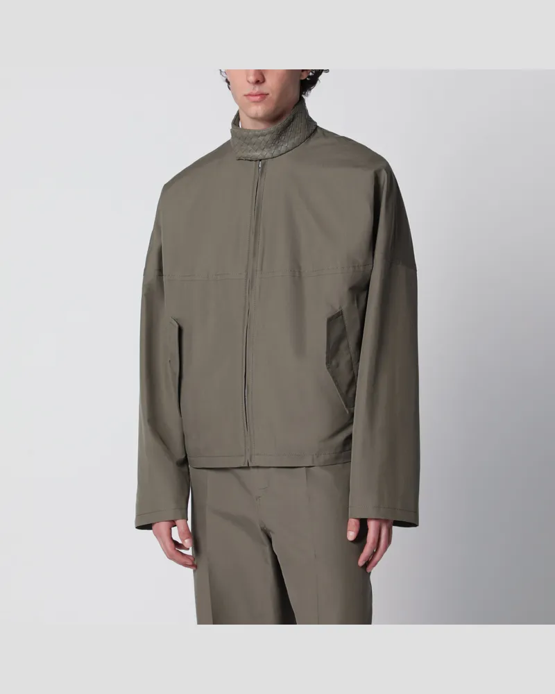 Bottega Veneta Harrington-Jacke aus kompakter Baumwolle in Stahlgrau Grey
