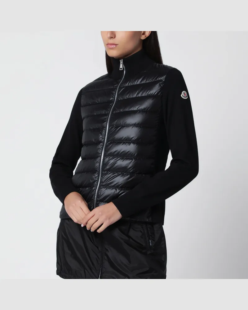 Moncler Schwarzer gesteppter Cardigan mit Reißverschluss Black