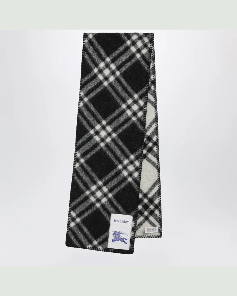 Burberry Schwarzer Check-Schal aus Wolle Black