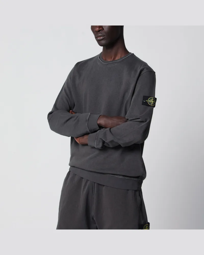 Stone Island Rundhals-Sweatshirt aus Slub-Baumwolle in Grau Grey
