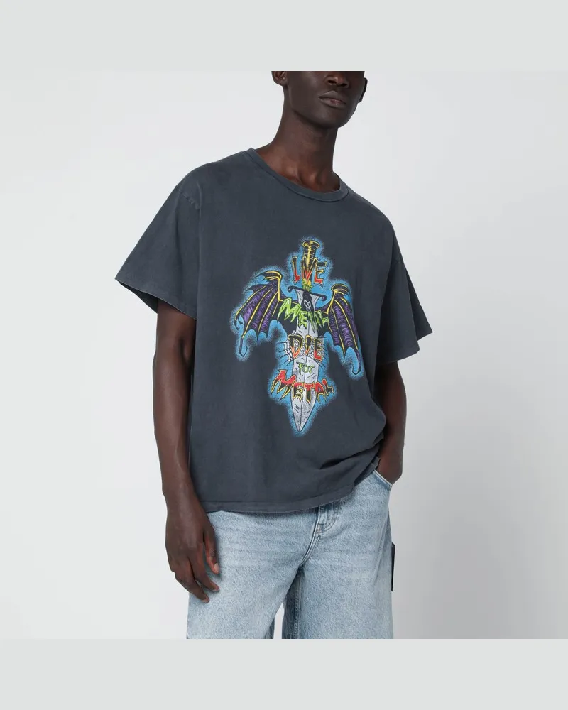 GALLERY DEPT. Schwarzes Live For Metal T-Shirt mit Vintage-Effekt Schwarz