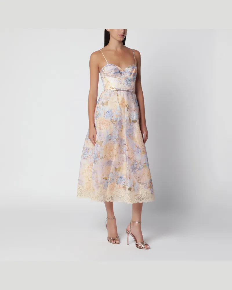 Zimmermann Midikleid Valiant blau aus Leinen und Seide Blue