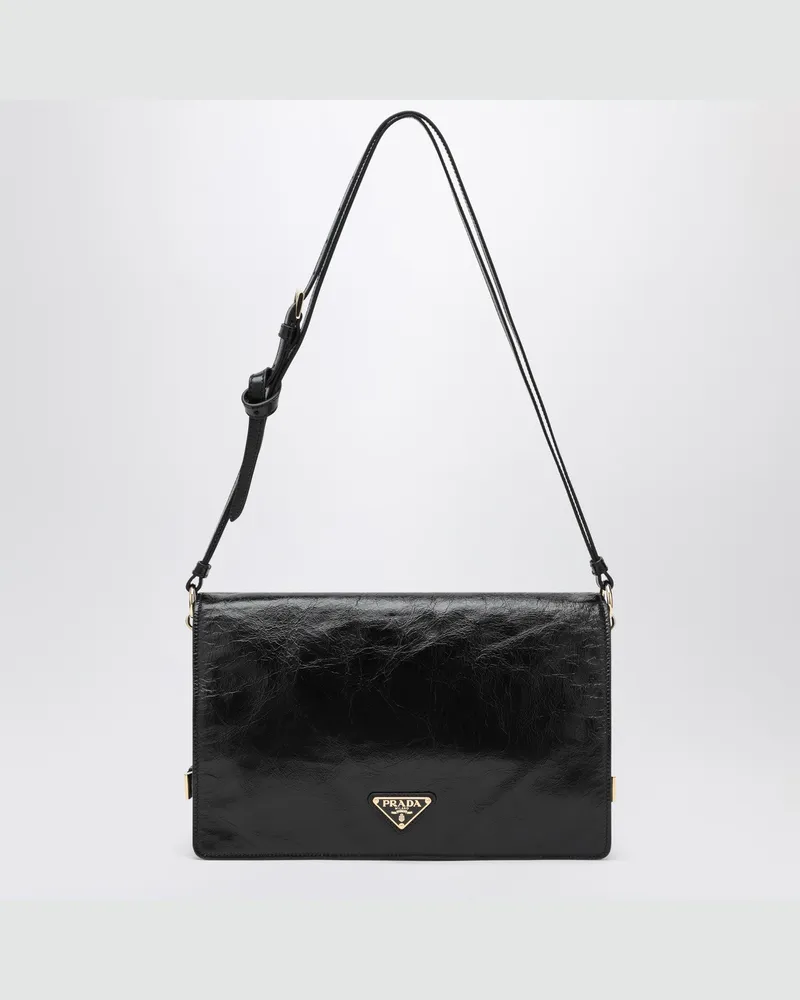 Prada Mittlere Schultertasche schwarz aus Leder Black