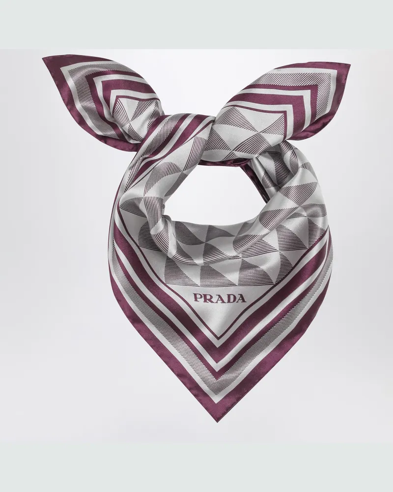 Prada Malvefarbener bedruckter Seidentwill-Schal 55x55 Pink