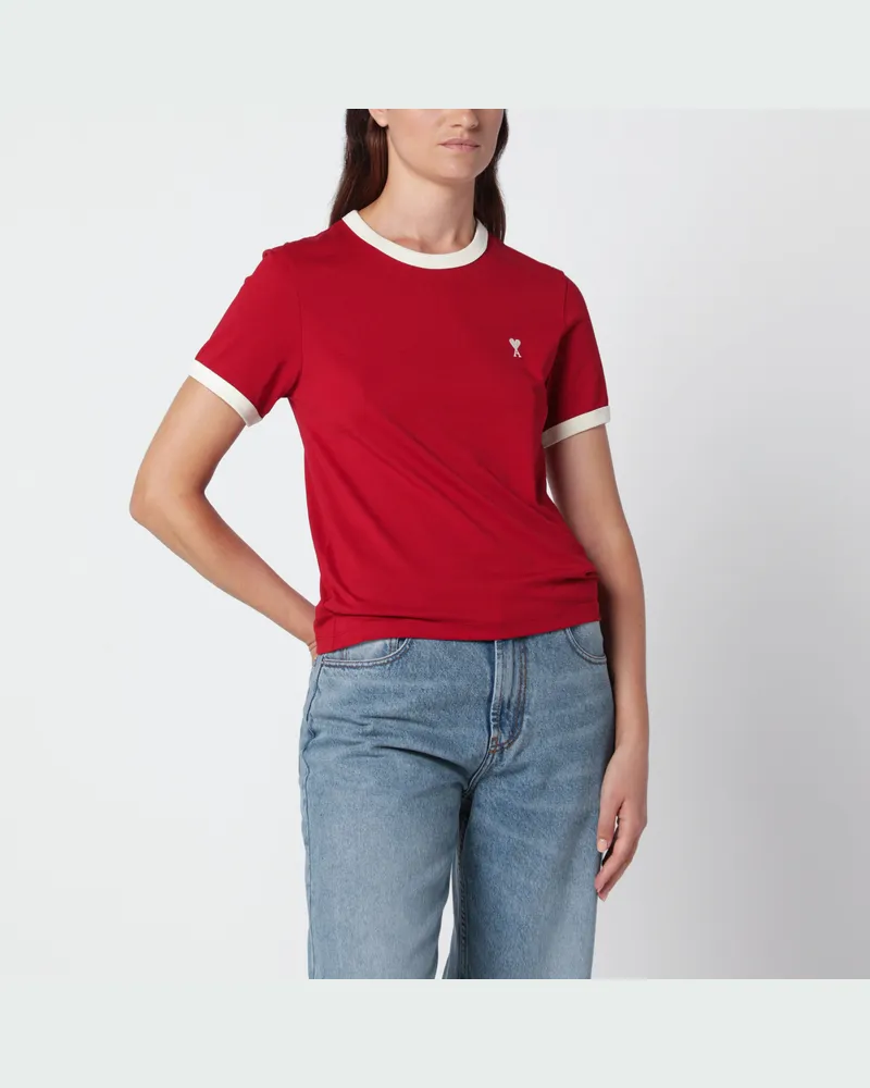 AMI Paris Rubinrotes Baumwoll-T-Shirt von Ami de Caur Red