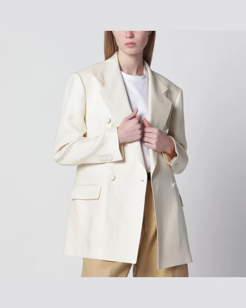 Tagliatore Einreihiger Blazer aus leinen in Butterfarbe Beige