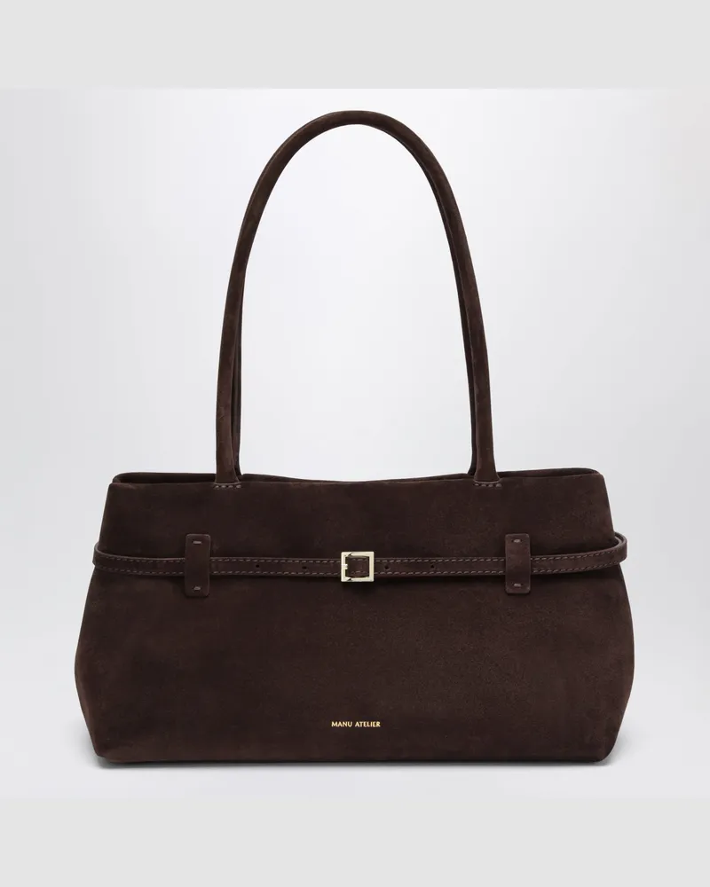 Manu Atelier Le Cambon East West Tasche aus dunkelbraunem Wildleder Brown