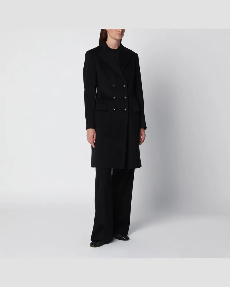 Dolce & Gabbana Doppelreihiger Mantel schwarz aus Wolle Black