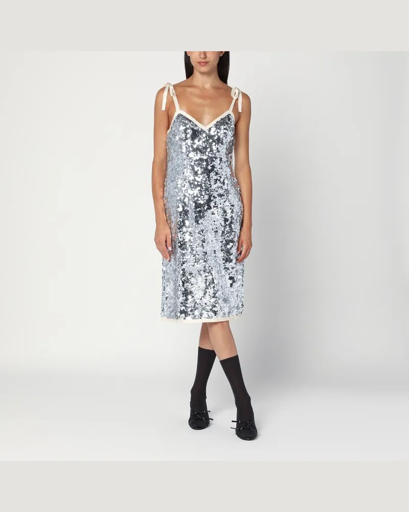 Prada Silbernes Paillettenkleid Metallisch