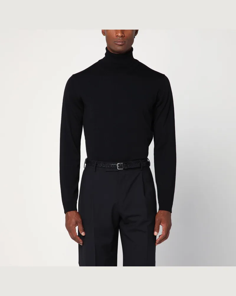 Roberto Collina Schwarzer Rollkragenpullover aus Wolle 
