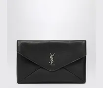 Große schwarze Pochette-Envelope-Tasche Cassandre mit Logo
