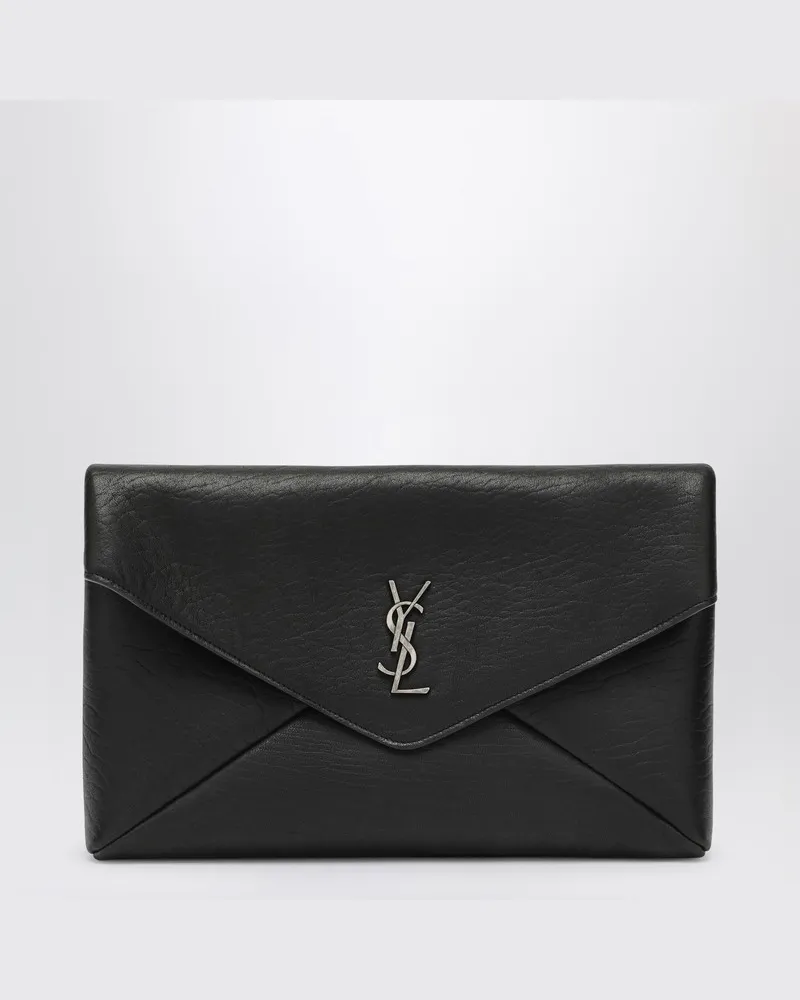 Saint Laurent Große schwarze Pochette-Envelope-Tasche Cassandre mit Logo Schwarz