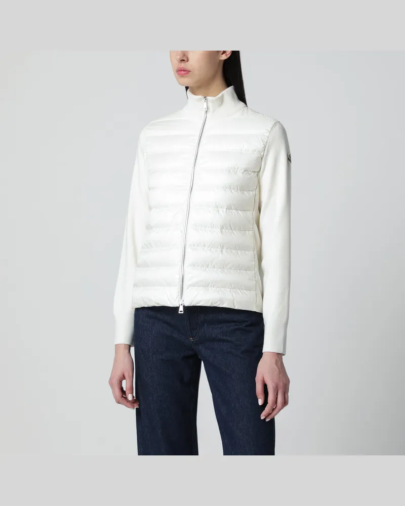 Moncler Gepolsterte Strickjacke aus Wolle mit Reißverschluss in Weiß White