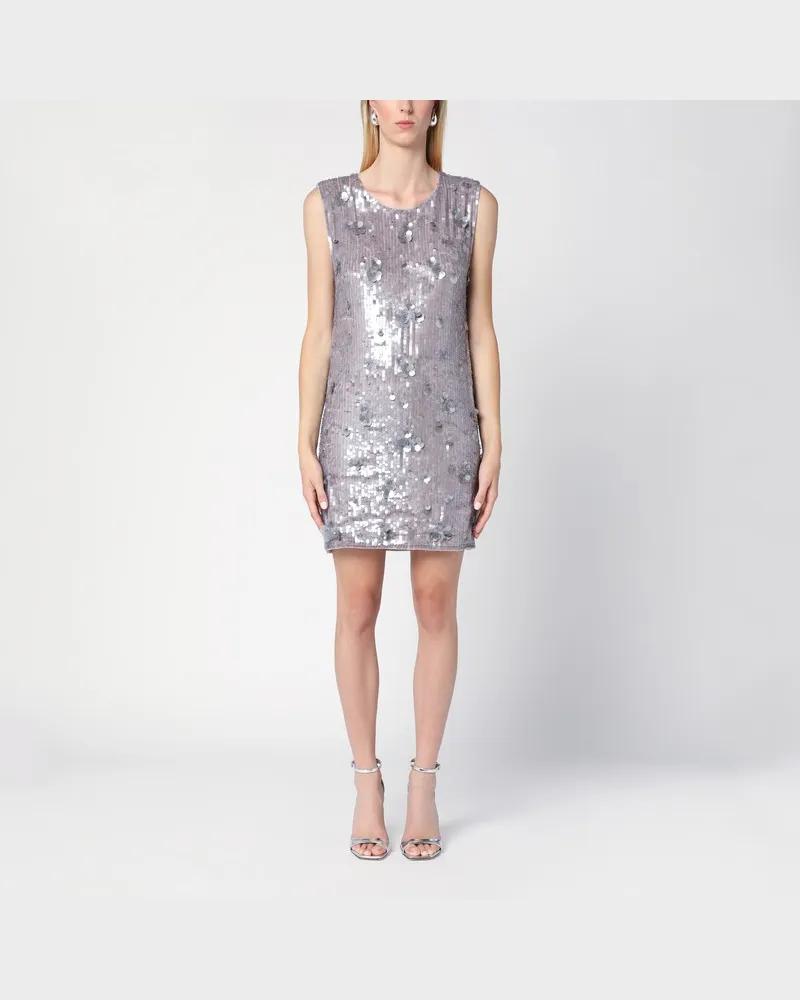 P.A.R.O.S.H. Grau meliertes Minikleid mit Mikropailletten Grau