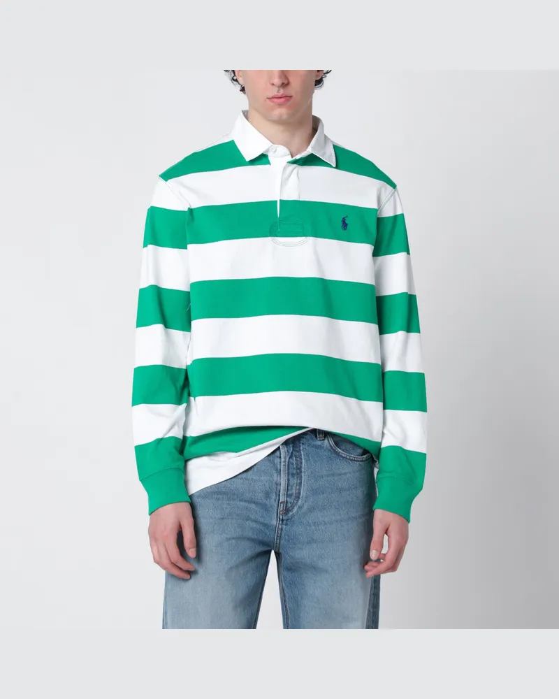 Ralph Lauren Weiß/Grün gestreiftes Poloshirt Classic Fit Green