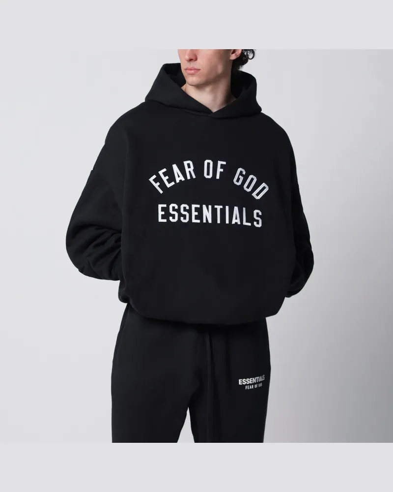 Fear of God Schwarzer Hoodie aus Baumwollfleece mit Logo-Stickerei Black