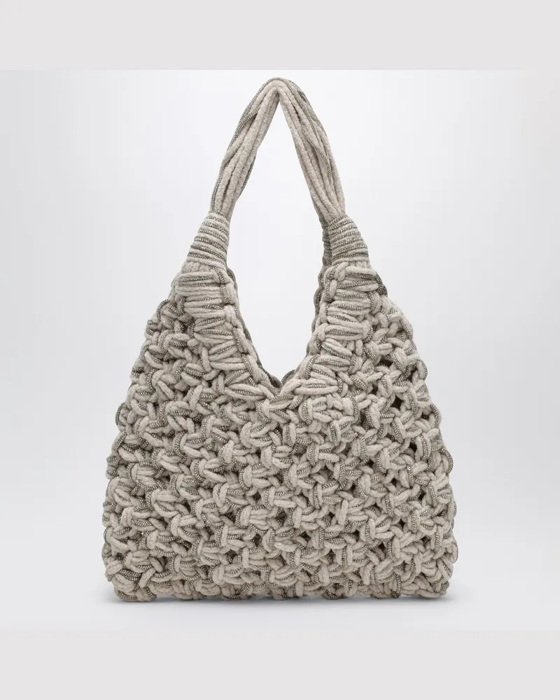 HIBOURAMA Vannifique Crystal Tasche aus Elfenbeinfarbenem Samt Weiß