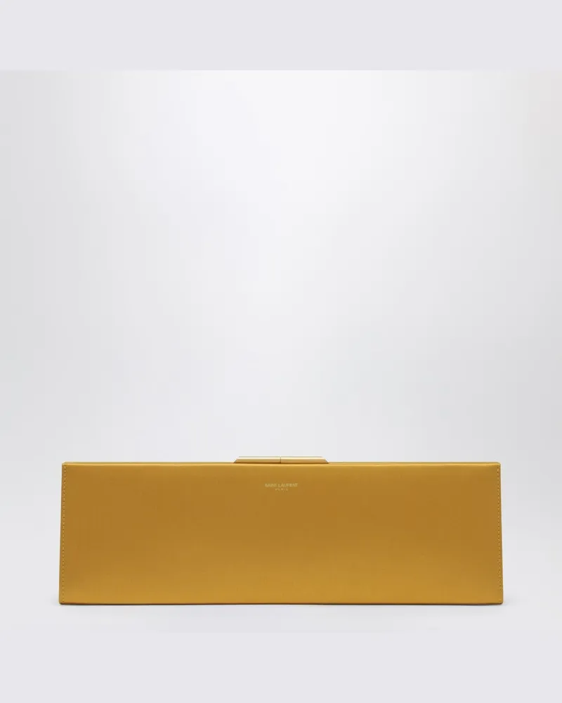Saint Laurent Midnight Clutch Groß aus Orangem Satin Gelb