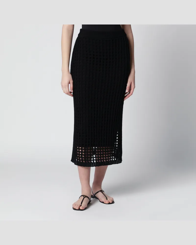 Max Mara Langer Netzrock Geodeco aus Baumwolle in Schwarz Black