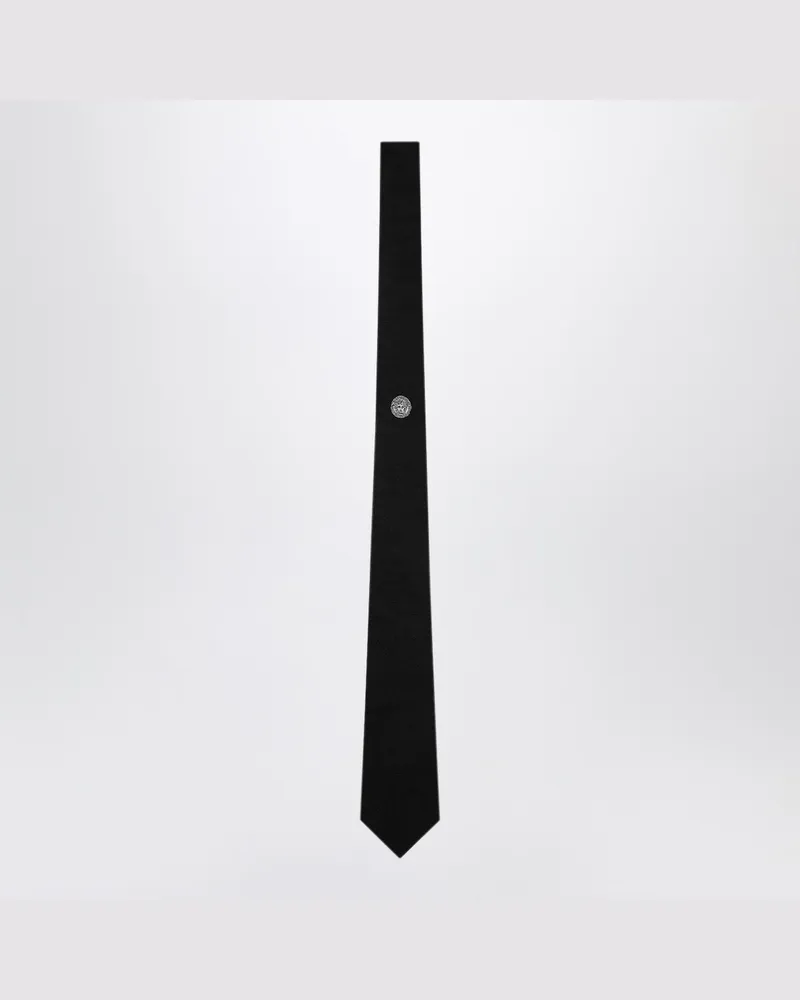 Versace Schwarze Krawatte aus Seidenjacquard Black