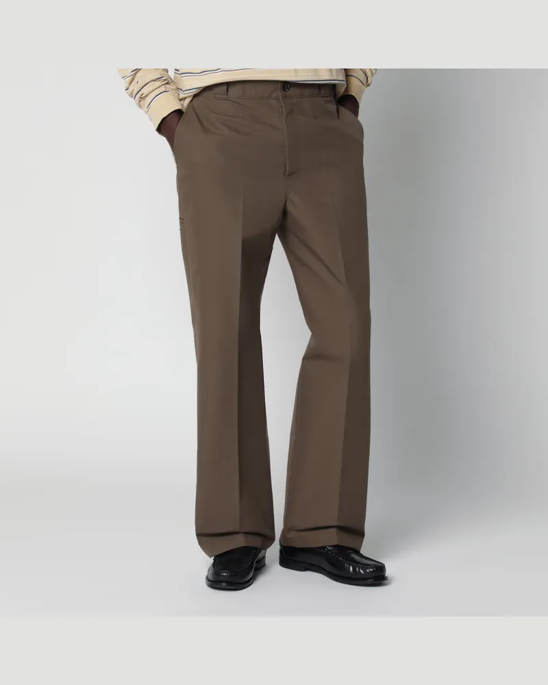 Prada Braune Hose aus technischem Canvas Brown