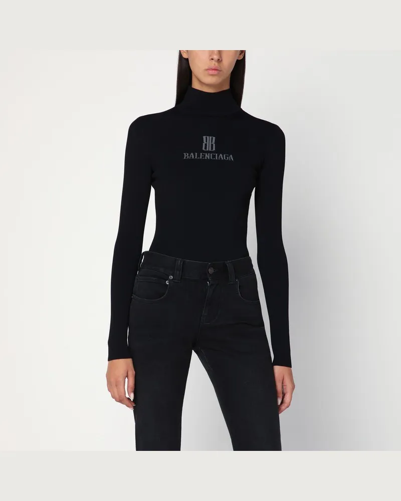 Balenciaga Schwarzer Rollkragenpullover Nano BB Schwarz