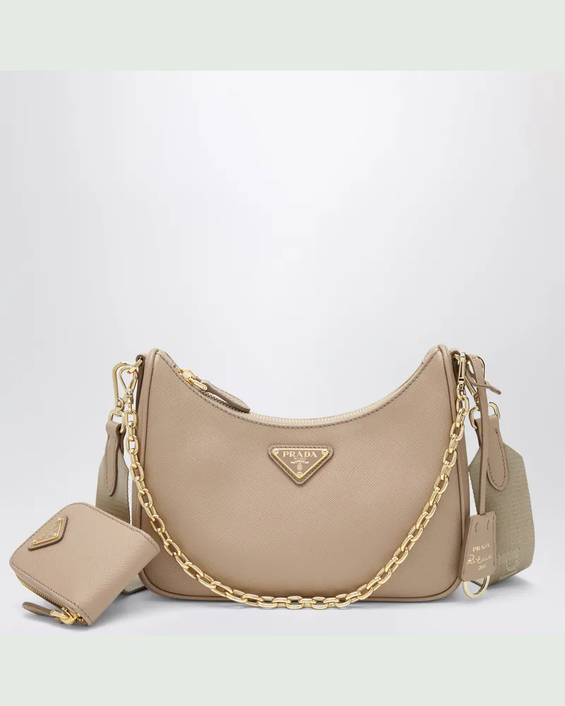 Prada Re-Edition 2005 Tasche aus cameo-beigem Leder Brown
