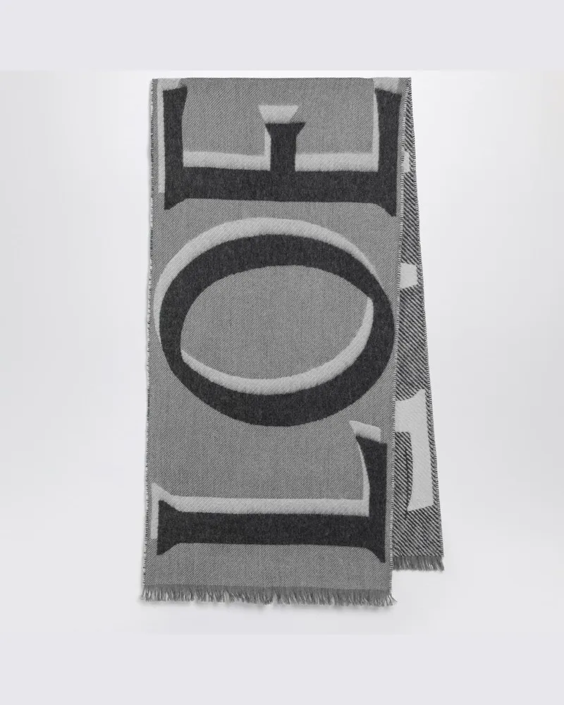 Loewe Grauer Schal aus Wolle und Kaschmir Grau