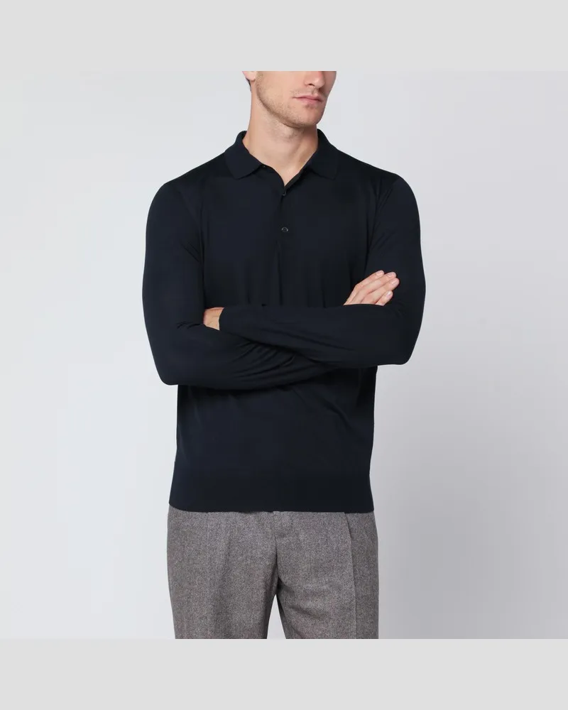 Loro Piana Dunkelblaue Wollpolo Blau
